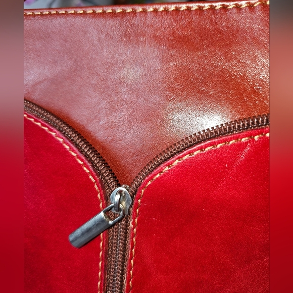 Italian Leather Borse en Pelle Red Crossbody Bag - Picture 12 of 13